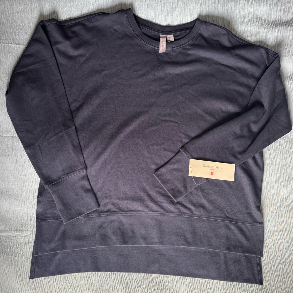 Sweaty Betty Navy Blue After Class Longline Sweatshirt Size L